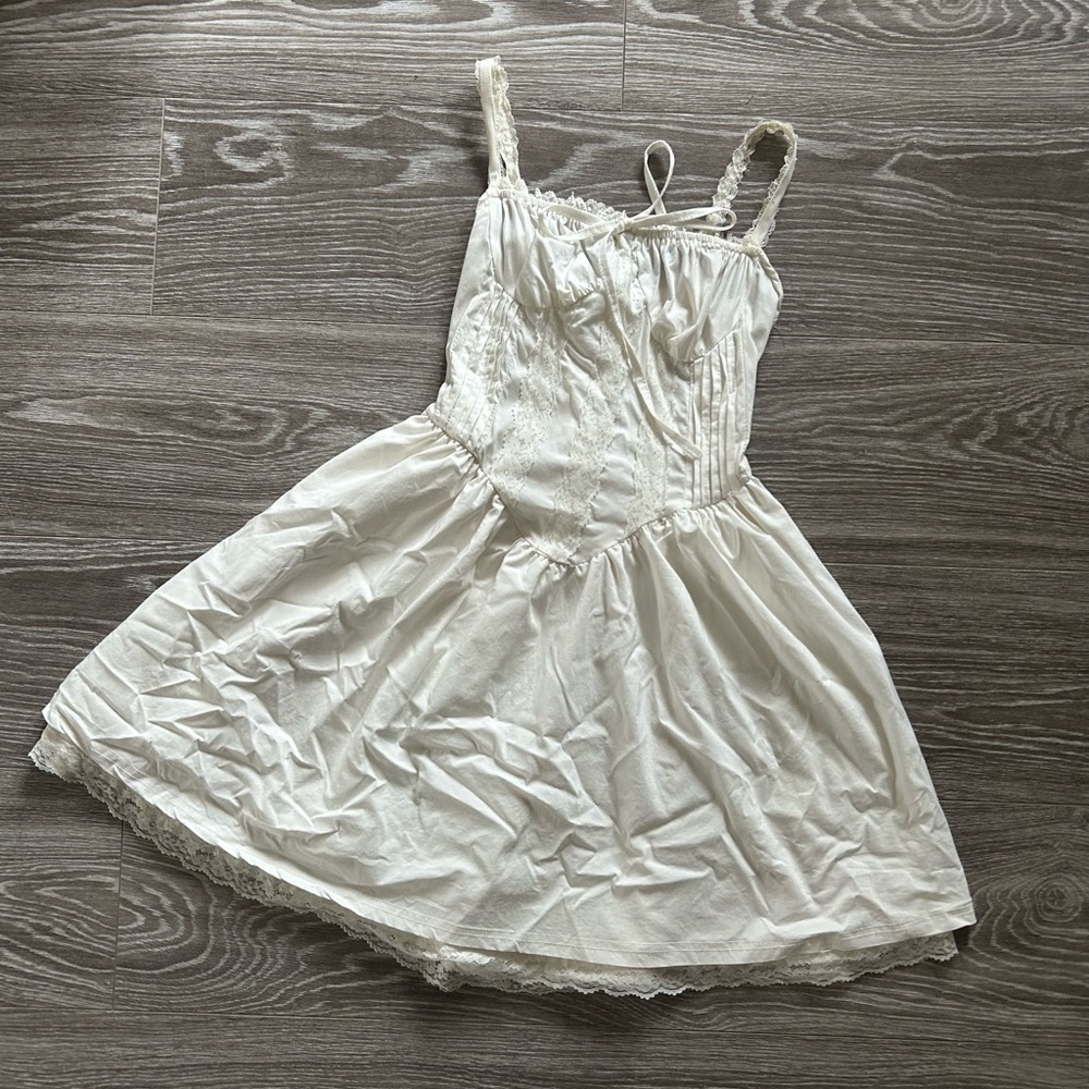 White Corset Ruffle Mini Dress
